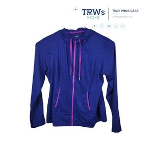 Lukka Womens Hoodie Sweatshirt Pink Blue Full Zip Fitted Long Sleeve XXL